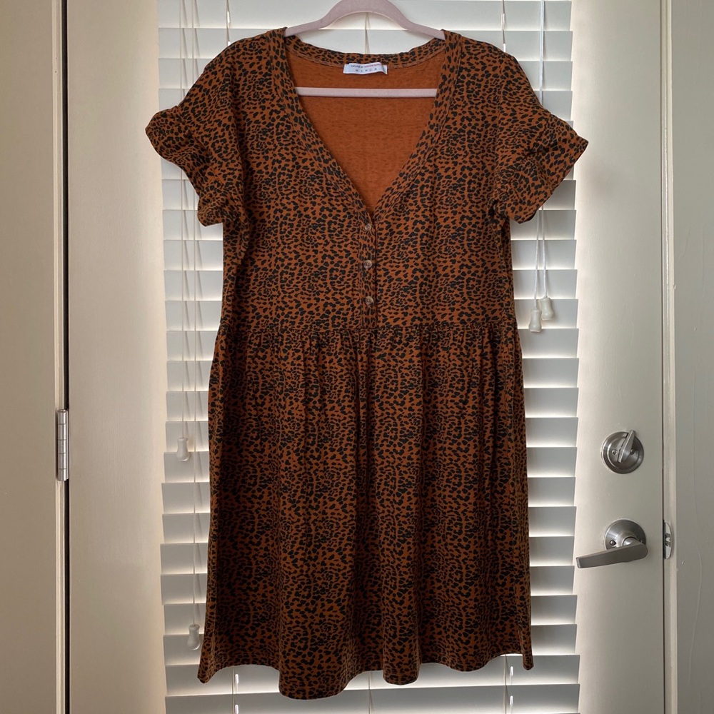 Cheetah Print Babydoll Mini Organic Cotton Dress from Known Supply 🐆 🖤
